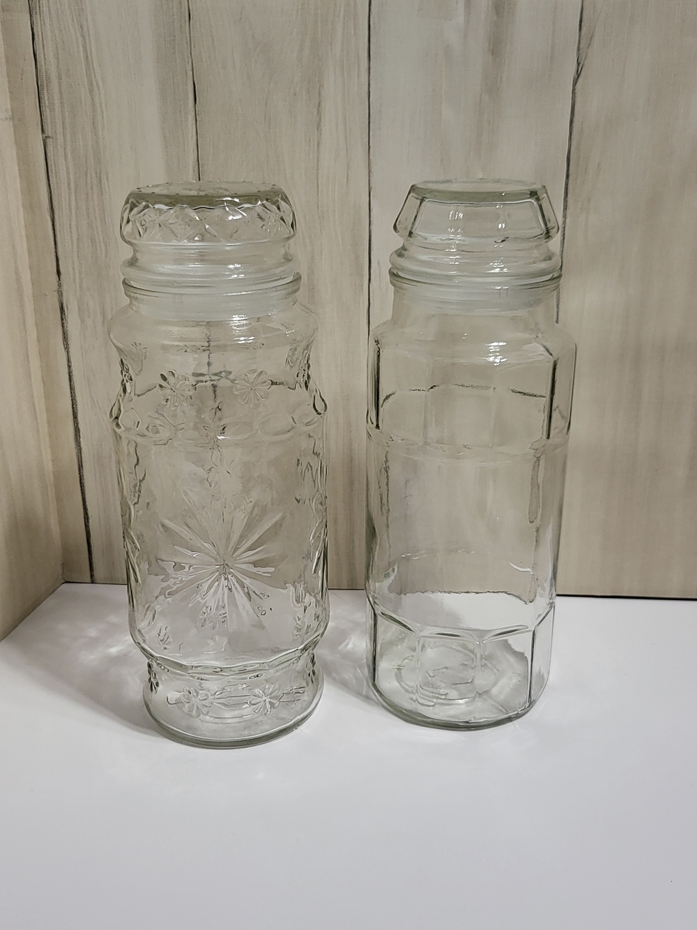 Anchor Hocking Planters Peanut Jars. Clear Glass Storage Jars with Lids